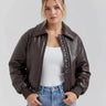 Bomber Jacket in Coated Faux Material