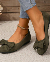 Bow Detail Ballet Flats with Rounded Toe