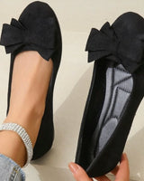 Bow Detail Ballet Flats with Rounded Toe