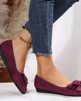 Bow Detail Ballet Flats with Rounded Toe