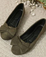 Bow Detail Ballet Flats with Rounded Toe