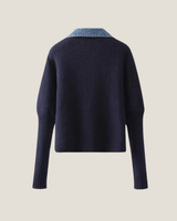 Button-Front Knit Cardigan with Trim