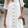 Button Front Shirt Dress with Short Sleeves and Collar