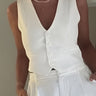 Button Front Vest Top with Deep V Neck