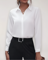Button-Up Blouse with Long Sleeves and Collar