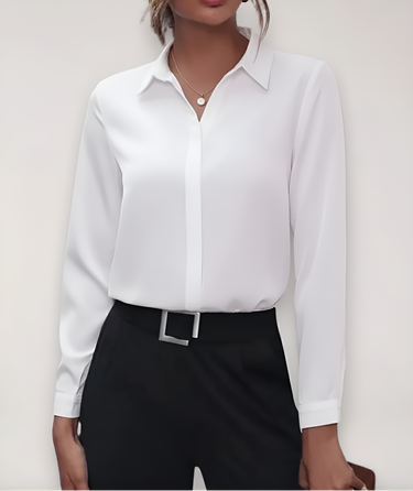 Button-Up Blouse with Long Sleeves and Collar