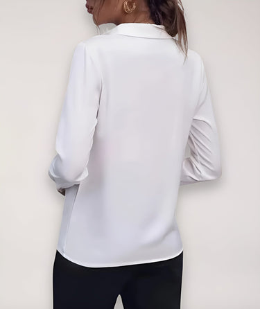 Button-Up Blouse with Long Sleeves and Collar