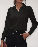 Button-Up Blouse with Long Sleeves and Collar