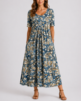 Casual Floral Midi Dress with Loose Fit