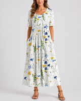 Casual Floral Midi Dress with Loose Fit