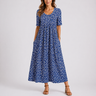 Casual Floral Midi Dress with Loose Fit