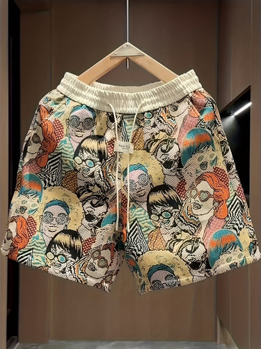 Casual Men’s Graphic Print Shorts With Drawstring Waist And All Over Pattern