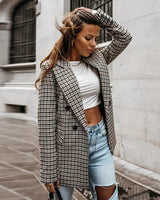 Check Blazer with Classic Lapel and Refined Silhouette