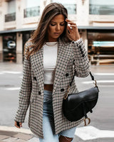 Check Blazer with Classic Lapel and Refined Silhouette
