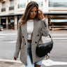 Check Blazer with Classic Lapel and Refined Silhouette
