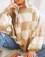 Checked Jumper with All-Over Pattern