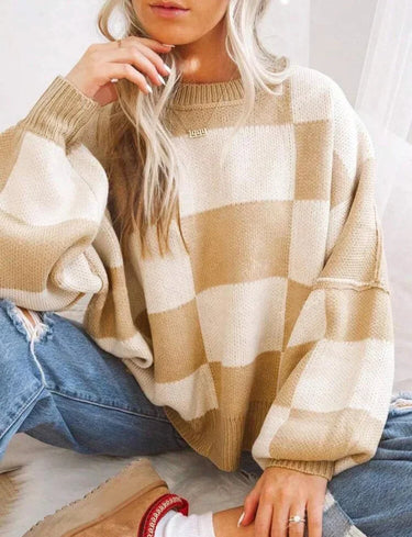 Checked Jumper with All-Over Pattern
