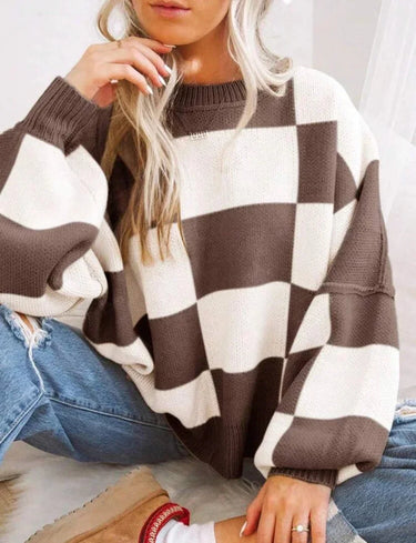 Checked Jumper with All-Over Pattern