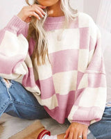 Checked Jumper with All-Over Pattern