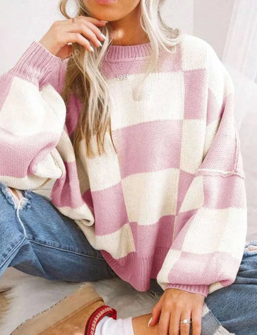 Checked Jumper with All-Over Pattern
