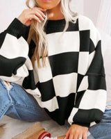 Checked Jumper with All-Over Pattern