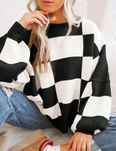 Checked Jumper with All-Over Pattern