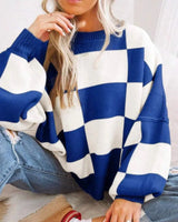 Checked Jumper with All-Over Pattern