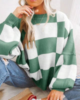 Checked Jumper with All-Over Pattern