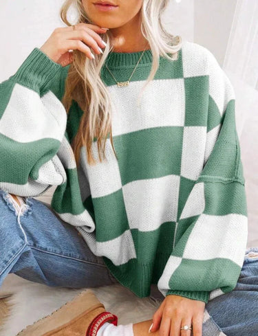 Checked Jumper with All-Over Pattern