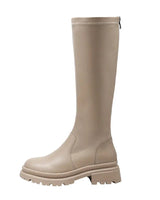 Chunky Knee-High Platform Boots with Back Zip