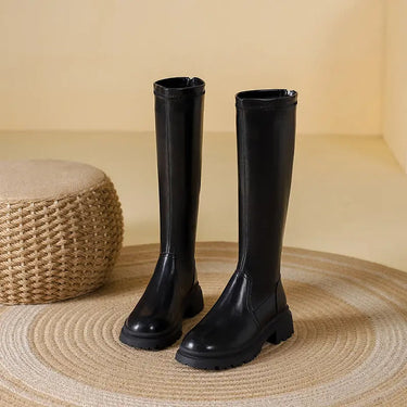 Chunky Knee-High Platform Boots with Back Zip