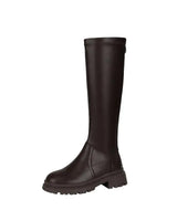 Chunky Knee-High Platform Boots with Back Zip