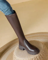 Chunky Knee-High Platform Boots with Back Zip