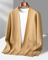 Back view of the relaxed-fit chunky knit cardigan