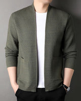 Close-up of the brushed jacquard knit surface texture