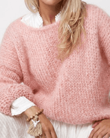 Chunky Knit Jumper with Wide Neck and Dropped Shoulders