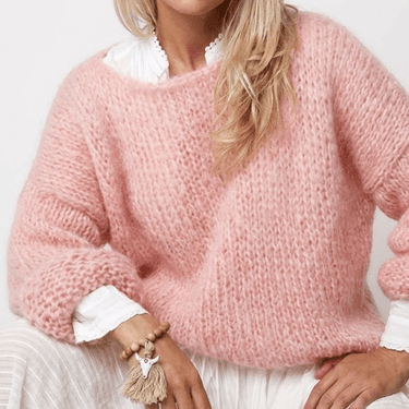 Chunky Knit Jumper with Wide Neck and Dropped Shoulders