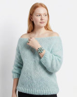 Chunky Knit Jumper with Wide Neck and Dropped Shoulders
