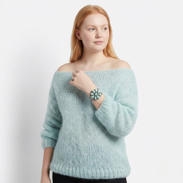 Chunky Knit Jumper with Wide Neck and Dropped Shoulders