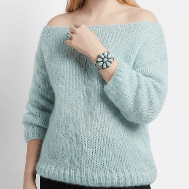 Chunky Knit Jumper with Wide Neck and Dropped Shoulders