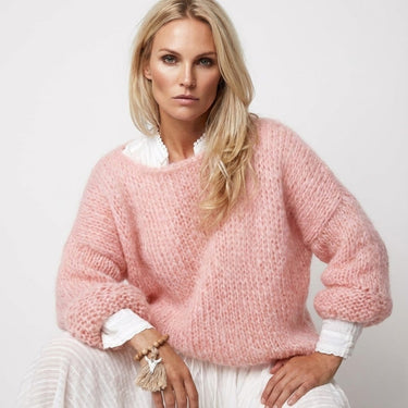 Chunky Knit Jumper with Wide Neck and Dropped Shoulders