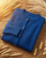 Close-up of the ribbed cuff on the long-sleeve cardigan