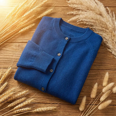 Close-up of the ribbed cuff on the long-sleeve cardigan