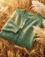 Close-up of the knit texture across the body of the cardigan