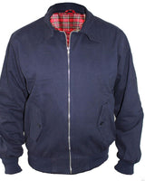 Three-quarter view of the Harrington jacket showing zip and collar