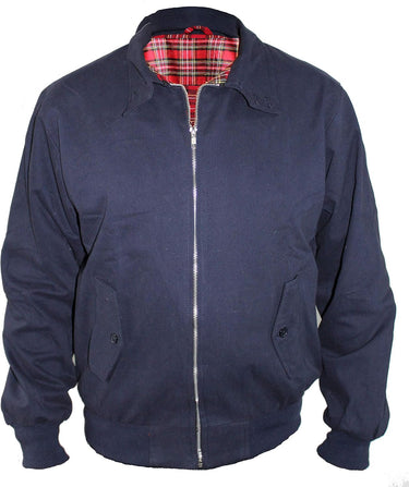 Three-quarter view of the Harrington jacket showing zip and collar