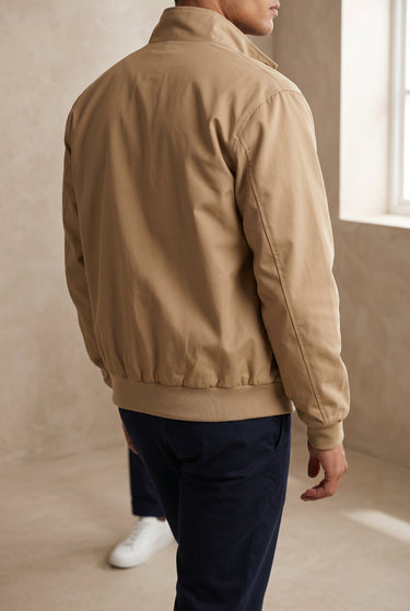 Mens Harrington Jacket With Tartan Lining And Ribbed Cuffs