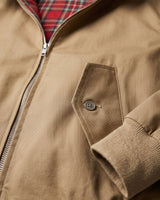 Mens Harrington Jacket With Tartan Lining And Ribbed Cuffs