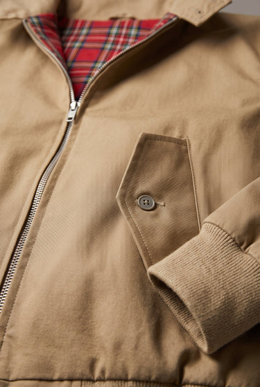 Mens Harrington Jacket With Tartan Lining And Ribbed Cuffs