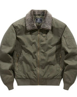 Close-up of the fold-down sherpa collar and zip detail
